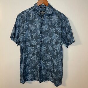 Rodd & Gunn Linen Palm Tree Short Sleeve Button Up Shirt Mens Size S‎